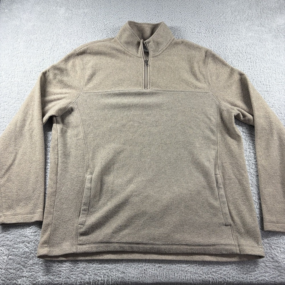 Croft & Barrow Fleece Quarter Zip Sweater Mens XL Beige‎ Pockets Lounge Comfort